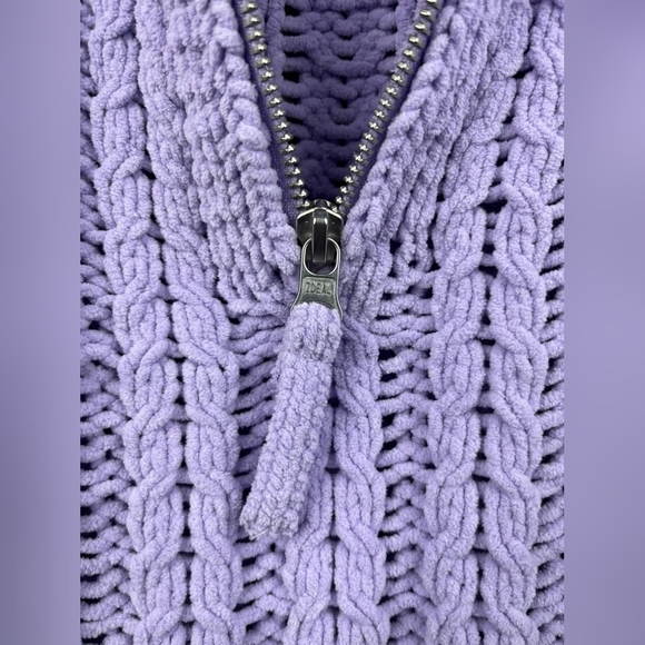 Aerie Cable Car Quarter Zip  Soft‎ Warm Purple Oversize Sweater Size XS - Picture 9 of 13